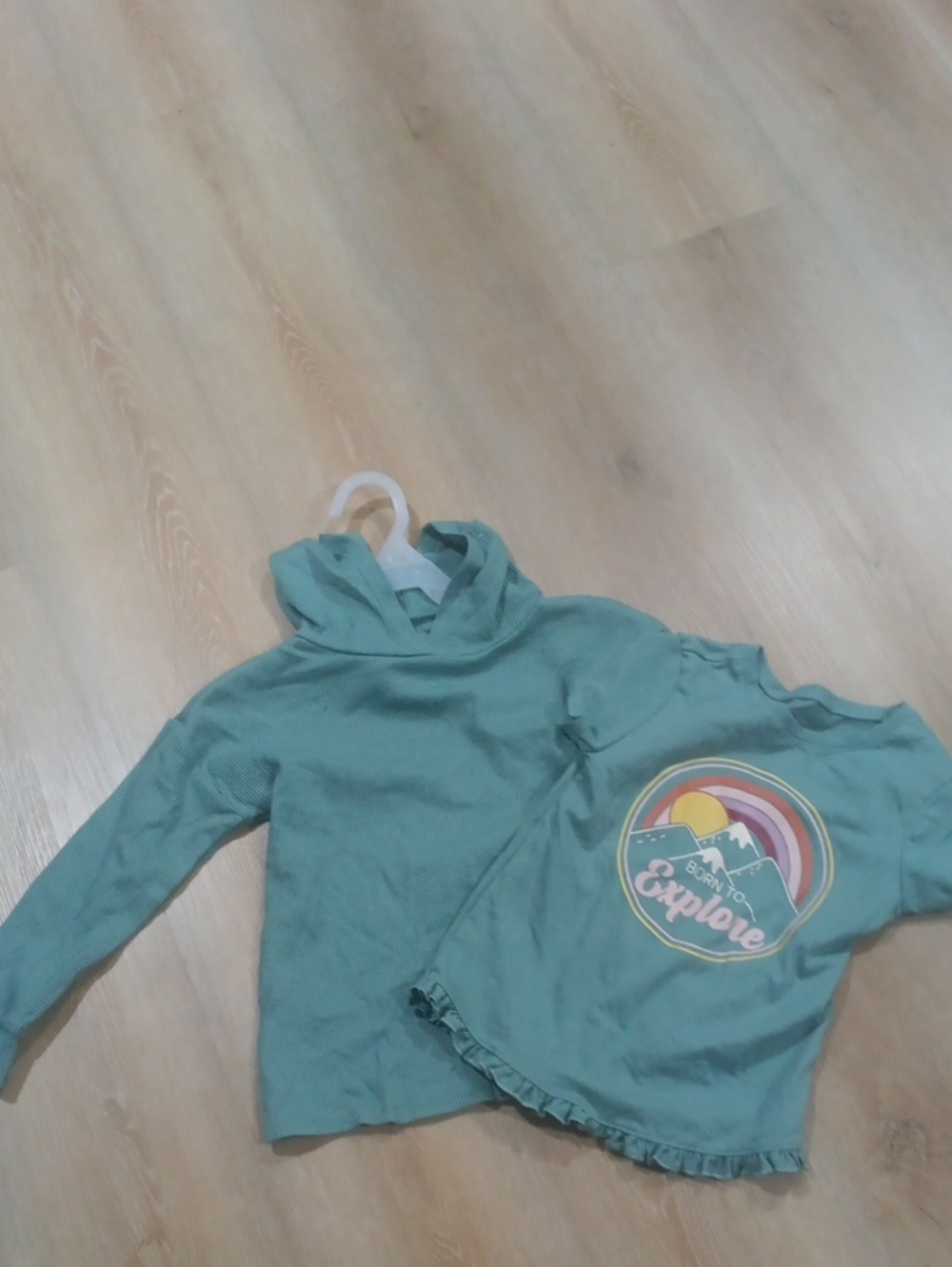 Kids Seafoam Green Long Sleeve Tops - Explore Graphic Tee & Hoodie